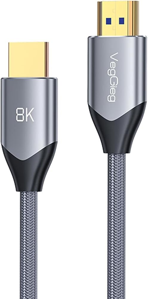 VegGieg 8K 60Hz 4K 120Hz 48 Gbps HDR ARC HDCP Örgülü HDMI 2.1 Kablo 3 Metre
