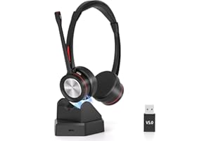 MAIRDI Cuffie Bluetooth Senza Fili, Cuffie Wireless con Microfono per PC Cellulare, 40 ore di Riproduzione On Ear Cuffie ufficio per lavoro Call Center Computer Microsoft Teams Zoom videoconferenza
