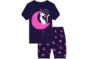 MIXIDON Mädchen Schlafanzug Kurz Kinder Sommer Baumwolle Kinder Pyjama 98 104 110 116 122 128 134 140 146