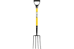 JCB - Solid Forged Lightweight Border Fork - Professional Border/Junior/Ladies Fork - Metal Long Handle Heavy Duty Site and Gardening Tools - Home Improvements, Digging, Mucking Out, Manure, Weeding