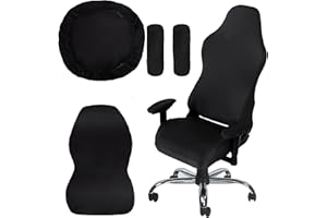 Moorle Gaming Stuhl Bezug Schwarze 4 Stück, Gaming Stuhlhussen Waschbar, GamingStuhlbezüge Anti-Rutsch mit Armlehne, Gamingstuhl-Bezüge für Gamning-Stuhl Computerstuhl Drehstuhl