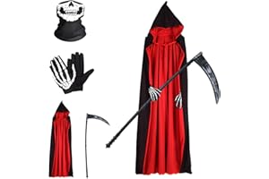 Yi'antai Disfraz de Grim Reaper, Disfraz de Sensemann, Halloween Disfraz de Parca Adulto, Disfraz de Parca Adulto, Capa de Muerte para Hombre Mujer, Costume da Grim Reaper