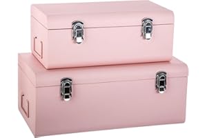 ATMOSPHERA CREATEUR D'INTERIEUR - Set di 2 scatole Rosa in Metallo per Bambini