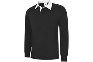 UNEEK CLOTHING Uneek Men's Classic Rugby Shirt, Blue, Large, Long Sleeve, Classic Fit