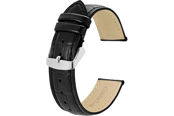 BISONSTRAP Bracelets de Montre, Cuir Gaufré Crocodile, Largeur de Bande - 18mm 19mm 20mm 22mm 24mm 26mm