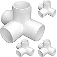 FORMUFIT 1" 4-Way Tee Furniture Grade PVC Fitting in White, Made in USA, UV-Resistant, Impact-Proof, 1.315" Actual Socket Diameter, (4-Pack) - F0014WT-WH-4