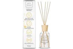 ‎PURE ROOM EDITION PURE ROOM EDITION 250ml Raumduft Vanille & Mandel: natürliche Inhaltsstoffe, vegan & tierversuchsfrei, Bio-Alkohol, Diffuser mit Stäbchen hergestellt in Italien