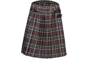 Heflashor Herren Schottischer Kilt Traditioneller Schottenrock Karomuster Kilt Mittellanger klassischer Rock Kleid Highland