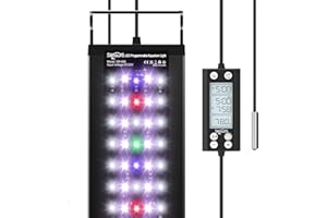 SEAOURA Programmable LED Aquarium Light with LCD Monitor, 24/7 Cycle Fish Tank Lights for Plants, Temperature Alarm, Memory Function, WRBG DIY Color, IP68 Waterproof, for Planted Tank(46-60cm)