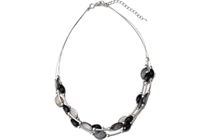 BULINLIN Crystal Layered Statement Necklace for Women, Shell Choker Necklace with Chunky Silver Metal Fashion Jewelry Gifts for Her