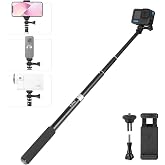 HSU Extendable Selfie Stick for GoPro, Waterproof Hand Grip for Hero 13/12/11/10/9/8/7/6/5/4/3, Smartphones and Other Action