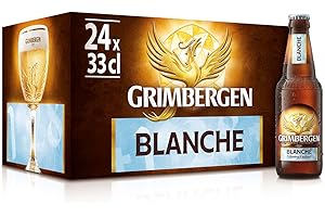 Grimbergen Blanche, Cassa con 24 Bottiglie da 33cl, Birra d'Abbazia Blanche/Witbier, Gusto Agrumato e Speziato, Gradazione Alcolica 6.0% Vol.
