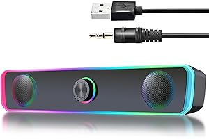 HDAKDDHG Altoparlanti PC, altoparlanti USB per desktop, soundbar di gioco con luce RGB, connessione Bluetooth&USB, altoparlante cablato da 3,5 mm per monitor, computer portatile, PC
