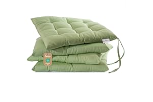Lavea® Coussins de Chaise 40x40 cm – Lot de 4 avec Attaches – Confortables et lavables pour intérieur, extérieur - pour Jardin, Balcon, terrasse et Cuisine - Vert Eucalyptus