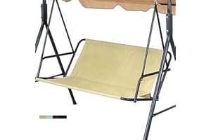 Joyday Store Replacement Swing Seat Cover- 600D Oxford Fabric Waterproof Garden Swing Protective Cover, Outdoor Dust-proof Swing Cover for Yard Garden Swing Chair Cushions 115x48 x48cm, Creamy-White