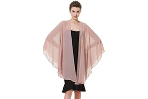 BEAUTELICATE Scialle Donna Elegante per Cerimonia Taglie Forti Chiffon Coprispalle Sheer Stola Donna per Matrimonio Estivo Sposa Abiti