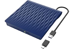 ‎LPUNCD LPUNCD Externes CD/DVD Laufwerk, USB 3.0 & Type-C Portable DVD Brenner, CD DVD +/-RW ROM DVD Drive für Laptop, Desktop, iMac, MacBook Air/Pro, Kompatibel mit Win11/10/8/7/XP/Linux/Vista/MacOS, Blau