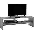 Table Basse LOUNA 100x40x40 Cm - Mélaminé Décor Béton - Avec étagère De Rangement