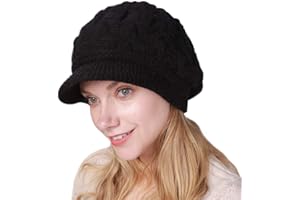 WIOKLWE Beanie Hats for Women with Vior - Thermal Knitted Winter Hat Fleece Lined Ladies Beret Hat Warm Knitted Wool Hat Crochet UK