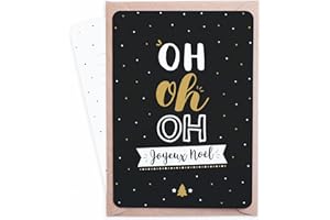 Manahia Carte de Noël - Oh oh oh Joyeux Noël - Livrée avec Enveloppe Kraft - Carte de Voeux - Meilleurs Voeux - Bonnes Fêtes - Joyeux Noël - Carte de Noël