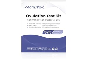 MOMMED Kit de Test Ovulacion, incluye 5 unidad de prueba de embarazo y 15 unidad de prueba de ovulación, HCG Test y LH Test, Detección rápida de 3 minutos, 20 unidades