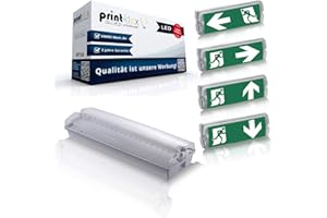 PRINT-KLEX Lampe de secours LED - 3 W - IP65 - 6000 K - Blanc froid - Éclairage de voie de d’évacuation - Avec pictogramme