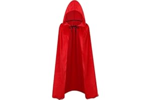 maxToonrain Velvet Hooded Cape for Kids, Unisex Cloak with Hood for Halloween Christmas Boy&Girls Fancy Dress Costume (80cm, Red)