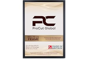 PROCUT GLOBAL LTD Procut Global 100X70CM Black Picture Frames - Modern Wooden Photo Frame with Shatterproof Perspex for Wall or Tabletop - Perfect for Posters, Certificates, Prints - Sizes & Colors Available