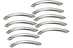 EBETA 10 x Tiretti ad arco per mobili, argento maniglia del cassetto maniglie cabinet, maniglie per mobili, fatto di acciaio inossidabile spazzolato (Intonazione 64 MM, 10 pezzi)