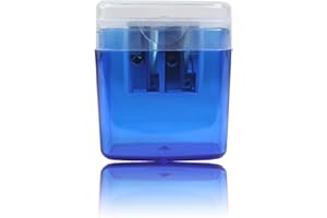 LogicaShop B-Sharpy Temperino Doppio Foro in Metallo con Serbatoio Colorato (Blu)