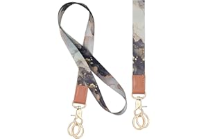 Vicloon Cordón Llaves Cuello, Correa para el Cuello y Cordón Cuerda Wristlet, Cordones de Insignia con Cierre de Langosta Giratorio y Llavero, para Profesores, Estudiantes de Enfermería(Mármol)