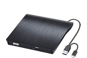 BEVA Lecteur CD/DVD Externe USB 3.0 et Type C Portable CD-R/-RW Drive, Lecteur Graveur Portable CD, pour PC, Laptop, Desktops, Windows 7/8/10/11/XP/Vista/Linux et Mac OS Apple/iMac/Macbook