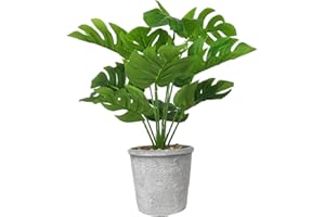 Aisamco Hojas de Palma Artificiales con Maceta Gris Hoja de Tortuga Falsa Tropical Hojas de Palma Grandes Plantas Artificiales con Maceta para el Hogar Decoración de la Oficina de la Boda