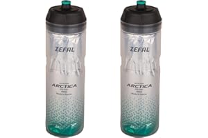 ZEFAL Pack Arctica 75 - Lote de 2 bidones para bicicleta 750ml - Bidon Ciclismo Isotermico - Inodoro e impermeable, botella deportiva sin BPA, Plata/Verde Caraibe, 2 x 750ml
