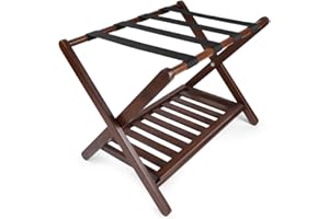 PENGUIN HOME Pingouin Home Espresso Pliable Porte-Bagage 50 x 67 x 47 cm, Bois Massif, Marron, 73.7 x 53.34 x 14 cm