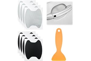 TAFACE Lot de 8 films de protection pour poignée de voiture, 1 grattoir, autocollant pour poignée de porte, film de protection, film de protection de peinture, film de protection anti-rayures (noir,