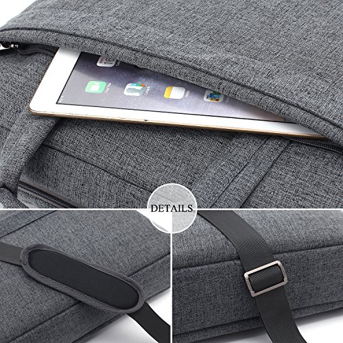 CoolBELL 15,6 Zoll Laptop Tasche mit Riemen mehrfachfach Messenger Bag Nylon Aktentasche für Männer / Damen,Grau - 6