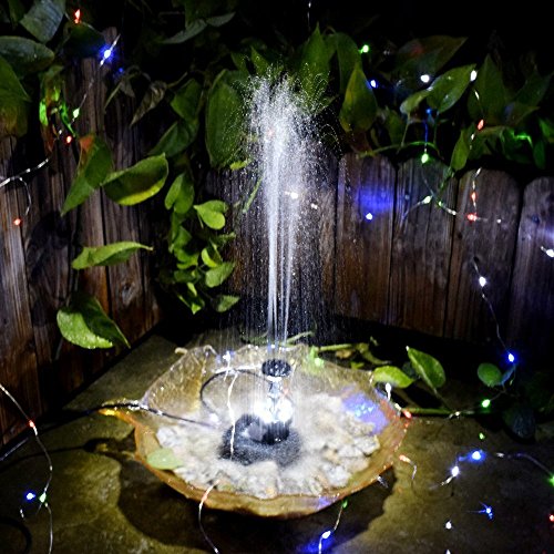 Anself Solar Teichpumpe Springbrunnen Pumpe mit LED Licht, Fernbedienung und 6pcs Brunnenköpfe 12V 5W - 2