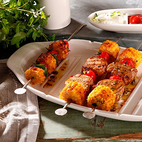 Villeroy & Boch BBQ Passion Servierplatte mit Spießfunktion L / Edles Tablett in Weiß aus Porzellan / Spülmaschinenfest / 42x22x4cm - 6
