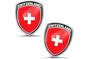 Biomar Labs® 2 x 3D Silicone Adesivi Resinati Bandiera Nazionale Svizzera Swiss Switzerland Emblema per Auto Moto Finestrìno Scooter Bici Motociclo Tuning F 155