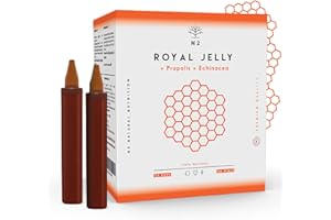 Gelee Royale Propolis Echinacea 200mg et Vitamine C. Anti fatigue. Regain de Energie Vitale. Royal Honey Renforcement l'organisme. Vitamine fatigue. 30 Ampoule Aróme Orange. CE. N2 Natural Nutrition