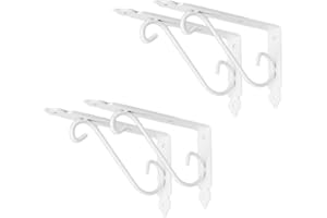 Ouvin Decorative Wall Shelf Brackets 4 Pack 6inch Heavy Duty L Corner Brace Shelf Support Floating Metal Brackets with Screws (6inch) White