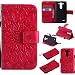 Produktbild LG G3s hülle,LG G3 Mini Handyhülle,LG G3 s/ LG G3 Mini/LG G3 Beat Leder Wallet Tasche Brieftasche Schutzhülle ,Lonchee Sonnenblumen geprägten Muster Design Hochwertige PU Leder Folio Tasche Case Hülle im Bookstyle mit Standfunktion Kredit Kartenfächer (Rote)