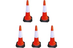 ADO - Cono naranja de señalizacion para tráfico o obras. Base de caucho y cuerpo plástico 75 cm. Reflectante (5- Conos)