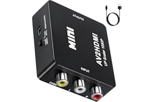 PKOUVOO Adaptador RCA a hdmi, AV to hdmi Convertidor AV a HDMI 1080P Mini RCA Compuesto CVBS Convertidor de Audio Vídeo Soporta PAL/NTSC Compatible con PC/Laptop/XB0X/PS4/TV/STB/VHS/VCR/Blue-Ray