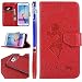 Produktbild EUWLY Lederhülle für [Samsung Galaxy S6 Edge], Samsung Galaxy S6 Edge Schmetterling Flip Wallet Brieftasche Hülle Lanyard/Strap Ledertasche, Schön Mädchen Butterfly Blumen Muster Leder Bookstyle Handyhülle Tasche Handytasche Lederhülle Ledercase Handyhülle Magnetverschluss Hülle Ledertasche Klapphülle Handyhülle Kartenfächer Standfunktion für Samsung Galaxy S6 Edge + Blau Eingabestift-Schmetterling,Rot