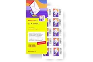 ALBELLION 10 Stück 2,90 EUR 2,90 € 2,9 EUR potfrische selbstklebende Briefmarken | Frankaturware Markenset (Motiv: Welt der Briefe)