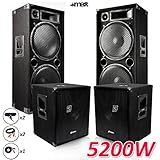 'Komplettset für die PA 5200 W. Das Set umfasst 2 3-Wege-Bassreflex-Subwoofer mit 2 x 15 