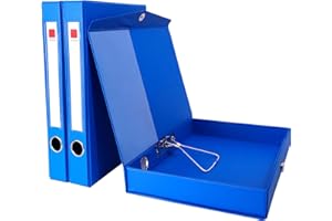 GUOKOFF Scatole portadocumenti A4, confezione da 3 scatole con clip per documenti, dorso da 45 mm, cartelle per archiviazione A4 con chiusura magnetica, per ufficio e scuola (blu)