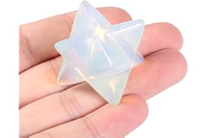 Lovionus89 Ópalo sintético en forma de estrella de seis puntas, Merkaba, protección sagrada, meditación, generador de energía, curación, chacras, 2,54 cm